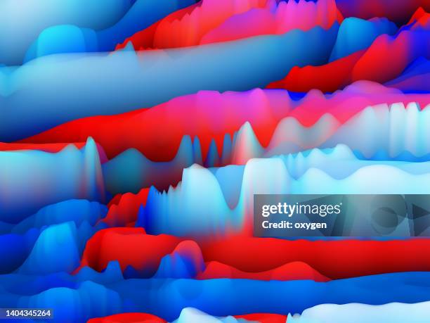 abstract 3d blue red white flowing pattern peak mountain hills curve waves background. high quality. american flag. french flag - tri color photos et images de collection