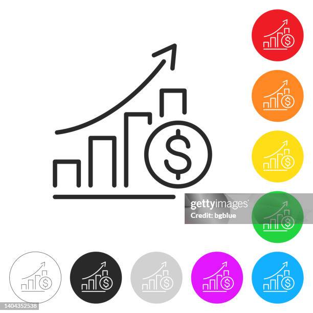 chart of increased dollar rate. icon on colorful buttons - flat line graph stock illustrations