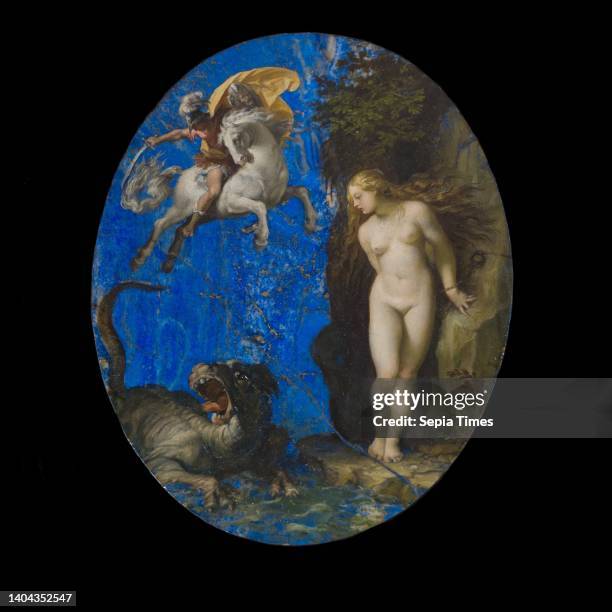 Perseus Rescuing Andromeda, Cavaliere D'Arpino , Italian, 1568–1640, c.1593–94, Oil on lapis lazuli, Made in Rome, Lazio, Italy, Europe, Paintings,...