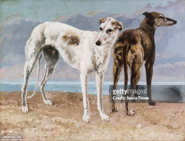 The Greyhounds of the Comte de Choiseul, Gustave Courbet, French, 1819–1877 Oil on canvas, Deauville, Basse-Normandie, France, Europe, Paintings, 35...