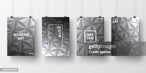 posters with geometric designs, isolated on white background - vertical 3d frame white background stock illustrations