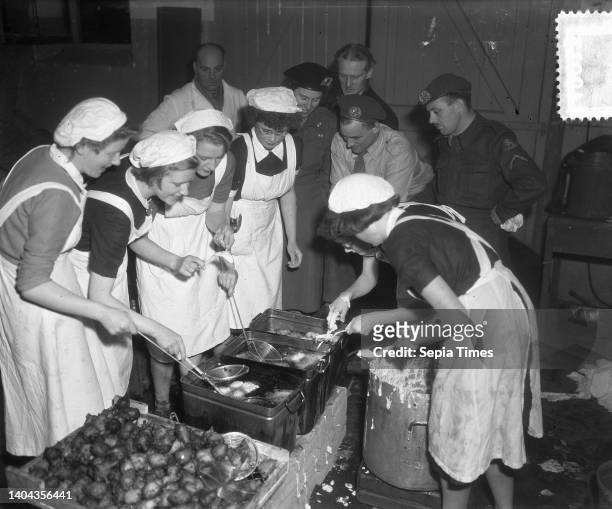 Baking of Oliebollen in Oranje Nassau Kazerne for Emma Children's Hospital, December 27, 1951.