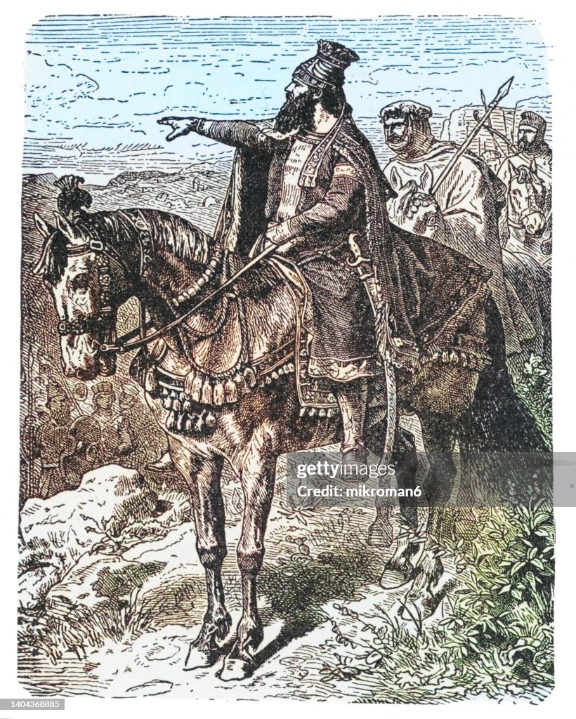 Old engraved illustration of Cyrus the Great, Cyrus II of Persia, founder of the Achaemenid Empire, the first Persian empire