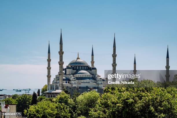 blue mosque in istanbul, turkey - istanbul stockfoto's en -beelden