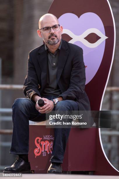 Davide Orecchio during the ceremony for the announcement of the finalists of the Premio Strega on June 08, 2022 in Benevento, Italy. The finalists of...