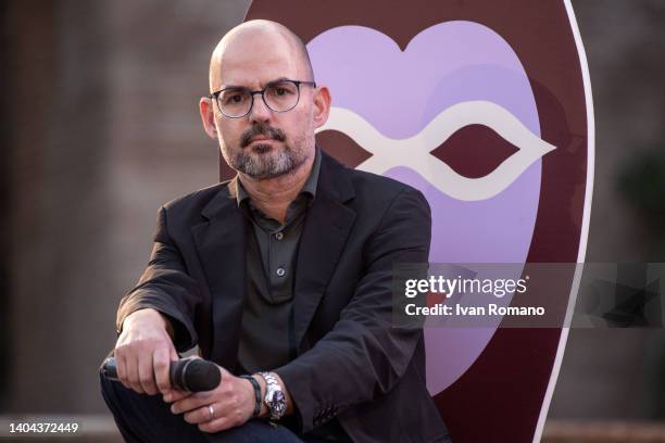 Davide Orecchio during the ceremony for the announcement of the finalists of the Premio Strega on June 08, 2022 in Benevento, Italy. The finalists of...