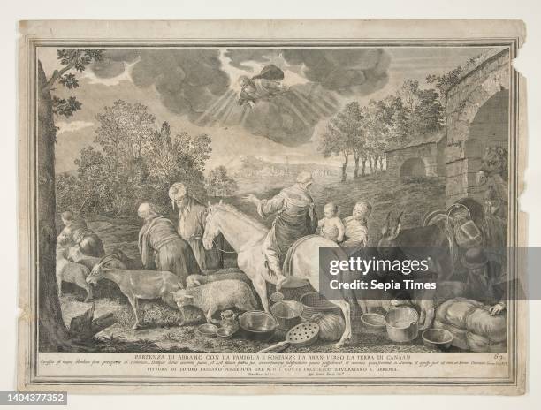 Pietro Monaco, Italian, 1707–1772, Departure of Abraham to Canaan, Etching and engraving, plate: 14 × 19 11/16 in. , Italian, 18th century, Works on...