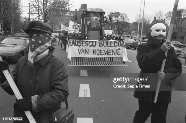 Demonstration against demolition of villages in Romania in The Hague, November 15 demonstrations, The Netherlands, 20th century press agency photo,...