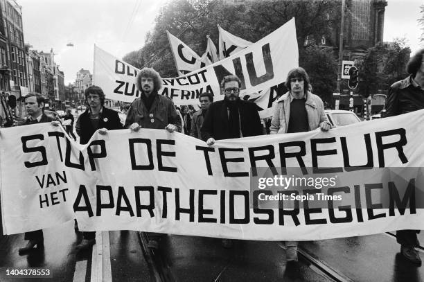 Demonstration against Apartheid in South Africa in Amsterdam, June 24 apartheid politics, demonstrations, The Netherlands, 20th century press agency...