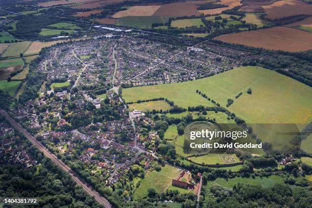 Aerial photograph of Old Basing , this former Anglo-Saxon settlement dates back to the sixth century and is located 2 miles east of Basingstoke just...