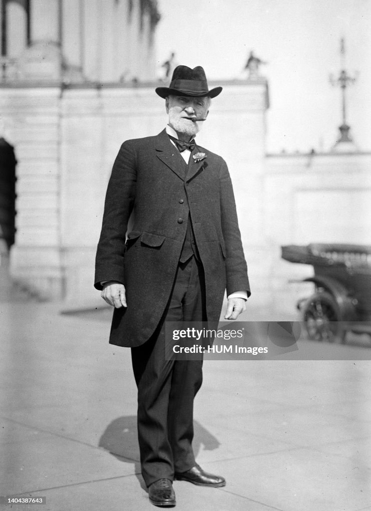 Early 1900s U.S. Politicians - Congressman Joseph G. Cannon standing outside the U.S. Capitol ca. 1910-1917