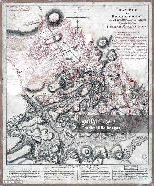 Vintage Maps / Antique Maps - Battle of Brandywine in which the Americans were defeated : September the 11th, 1777 by General Sr. William Howe.