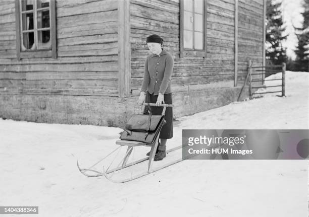 Finland History - A mail carrier on a kicksled. Somero, Varsinais-Suomi, Finland ca. 1930s.