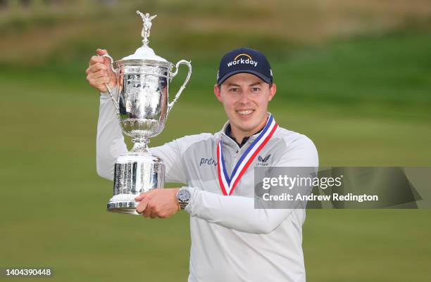 Matt Fitzpatrick of England poses with the trophy after winning the 122nd U.S. Open Championship at The Country Club on June 19, 2022 in Brookline,...