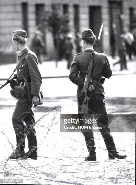 Border Guards at Berlin border between east and west berlin.