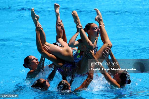 Camille Bravard, Ambre Esnault, Laura Gonzalez, Mayssa Guermoud, Maureen Jenkins, Eve Planeix, Charlotte Tremble, Mathilde Vigneres of France compete...