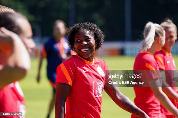 Lineth Beerensteyn of the Netherlands during a Training Session of Netherlands Womens National Football Team at the KNVB Campus on June 22, 2022 in...