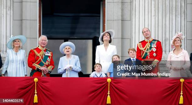 Camilla, Duchess of Cornwall, Prince Charles, Prince of Wales , Queen Elizabeth II, Prince Louis of Cambridge, Catherine, Duchess of Cambridge,...