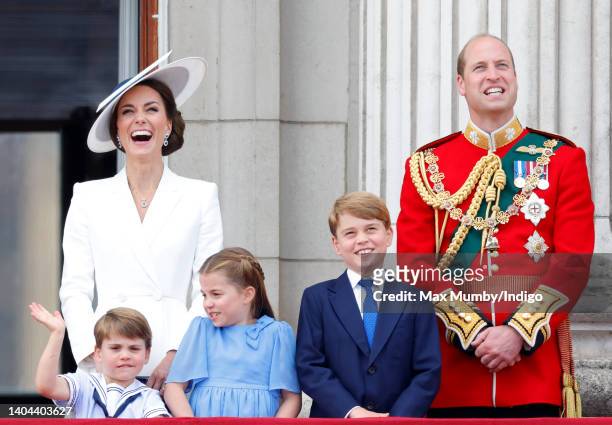 Prince Louis of Cambridge, Catherine, Duchess of Cambridge, Princess Charlotte of Cambridge, Prince George of Cambridge and Prince William, Duke of...