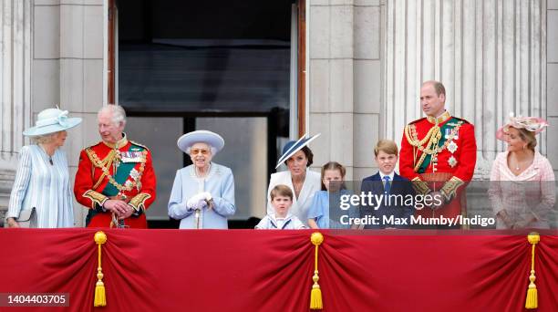 Camilla, Duchess of Cornwall, Prince Charles, Prince of Wales , Queen Elizabeth II, Prince Louis of Cambridge, Catherine, Duchess of Cambridge,...