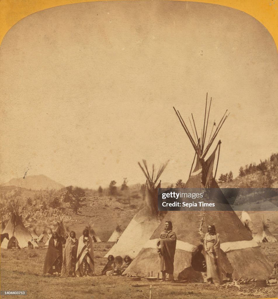 Fort Stambaugh, Wyoming near Sweetwater River, 1870; Shoshoni Chief Washakie's camp., Jackson, William Henry (1843-1942), Geographical Surveys West of the 100th Meridian (U.S.), Washakie, ca. 1804-1900, 1870, United States