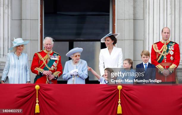 Camilla, Duchess of Cornwall, Prince Charles, Prince of Wales , Queen Elizabeth II, Prince Louis of Cambridge, Catherine, Duchess of Cambridge,...