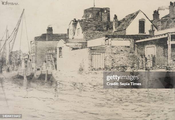 Buildings by the Thames at Chelsea, Walter Greaves England, etching, Walter Greaves was the son of a London boat-builder and trained as a shipwright....