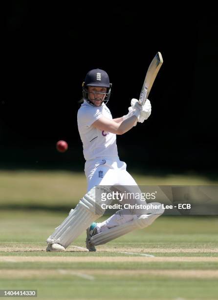 Mady Villiers of England batting during day 2 of the tour match between England Women A and South Africa at Arundel Castle Cricket Ground on June 22,...