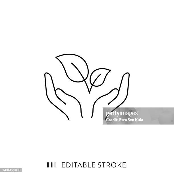 ilustraciones, imágenes clip art, dibujos animados e iconos de stock de guardar el icono de línea de entorno con trazo editable - basura cero
