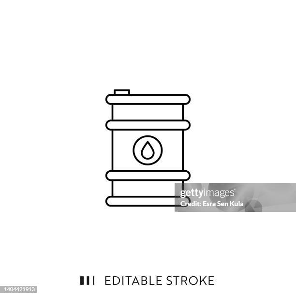 barrel oil line icon with editable stroke - gallon drum stock illustrations