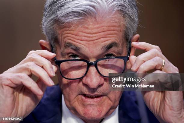 Jerome Powell, Chairman, Board of Governors of the Federal Reserve System testifies before the Senate Banking, Housing, and Urban Affairs Committee...