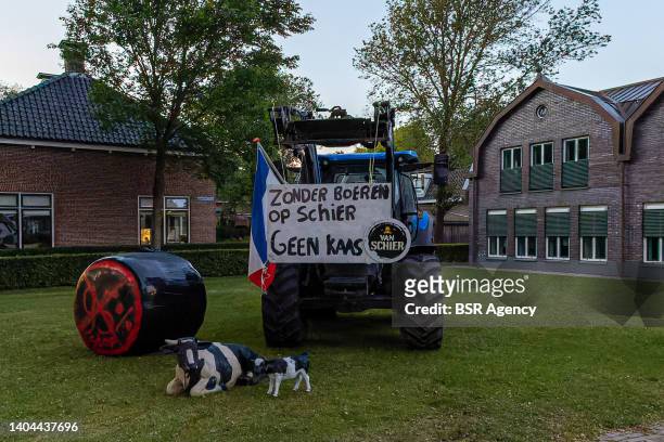 Farmers protest action against nitrogen policy next to the City Hall on June 21, 2022 in Schiermonnikoog, Netherlands