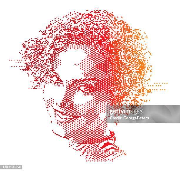 facial recognition scan with glitch technique - network security operations stock illustrations