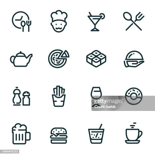 illustrations, cliparts, dessins animés et icônes de restaurant - icônes de ligne pixel perfect unicolor - service à condiments