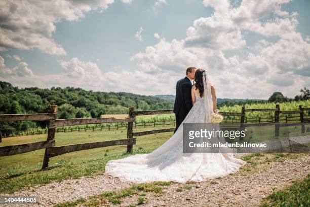 beautiful wedding couple - rural scene wedding stock pictures, royalty-free photos & images