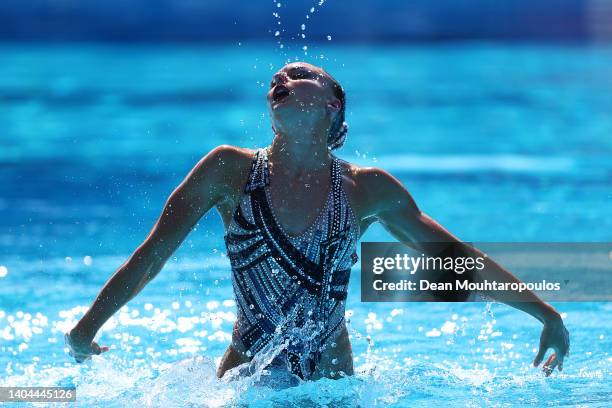 Eve Planeix of Team France competes in the Women's Solo Free Final on day six of the Budapest 2022 FINA World Championships at Alfred Hajos National...