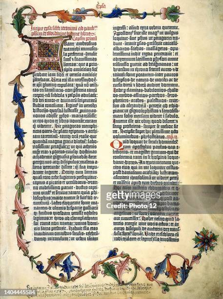 The Gutenberg Bible. First major book printed with a movable type printing press, marking the start of the "Gutenberg Revolution" and the age of the...