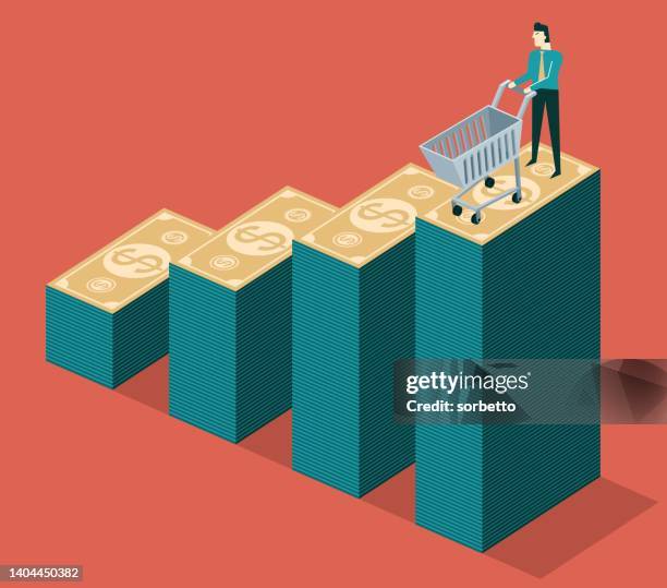 rising commodity prices - businessman - chain store stock illustrations