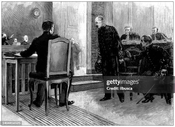 antique illustration: alfred dreyfus, rennes - cheating relationship stock illustrations