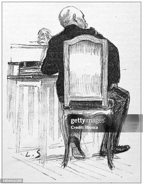 antique illustration: alfred dreyfus affair, rennes, general billot - alfred dreyfus stock illustrations