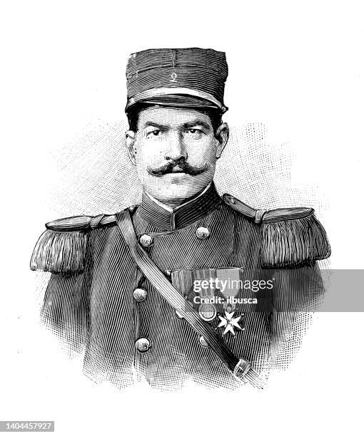 antique illustration: mission voulet, sergeant major laury - sergeant major military rank stock illustrations