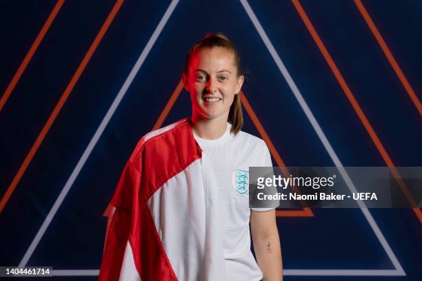 Keira Walsh of England poses for a portrait during the official UEFA Women's Euro England 2022 portrait session at St. George's on June 21, 2022 in...