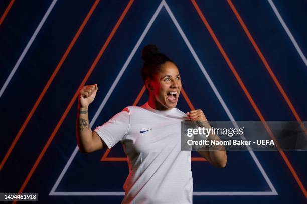 Demi Stokes of England poses for a portrait during the official UEFA Women's Euro England 2022 portrait session at St. George's on June 21, 2022 in...