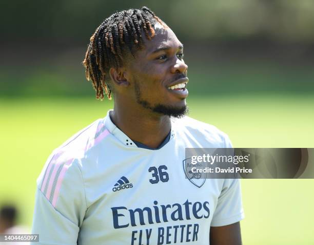 Tim Akinola of Arsenal during the Arsenal U23 training session at London Colney on June 22, 2022 in St Albans, England.