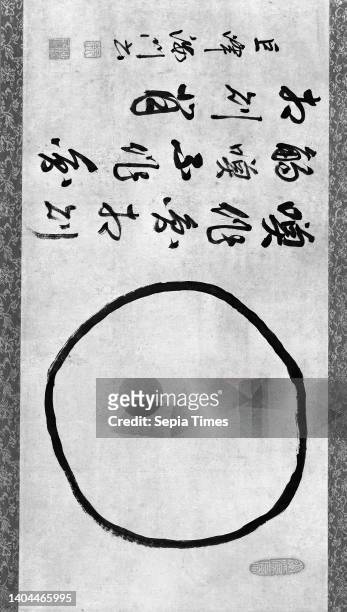 Enso, Zen Circle and Calligraphy, Rankeisai, Japanese, 18th century, Hanging scroll, ink on paper, Japan, 18th century, Edo Period, Image: 10 1/4 x...