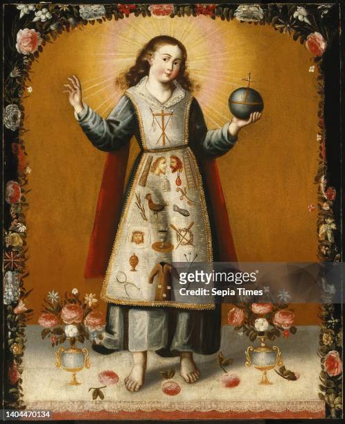 Christ Child with Passion Symbols, Oil on canvas, Peru, late 17th century, 39 1/8 x 31 3/4in., 99.4 x 80.6cm.