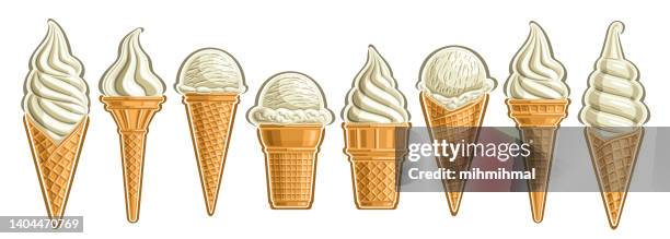 vector ice cream set - vanilla stock illustrations