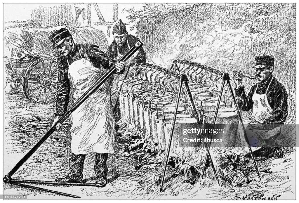 Antique illustration: Swiss army, Kitchen