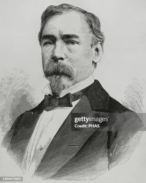 Carlos Holguín Mallarino . Colombian lawyer, journalist and politician. 22nd President of Colombia between 1888 and 1892. Portrait. Engraving by...