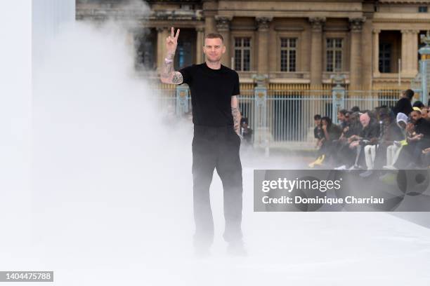 Designer Matthew M. Williams walks the runway during the Givenchy Menswear Spring Summer 2023 show as part of Paris Fashion Week on June 22, 2022 in...